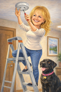 Fixing the smoke detector with a smile